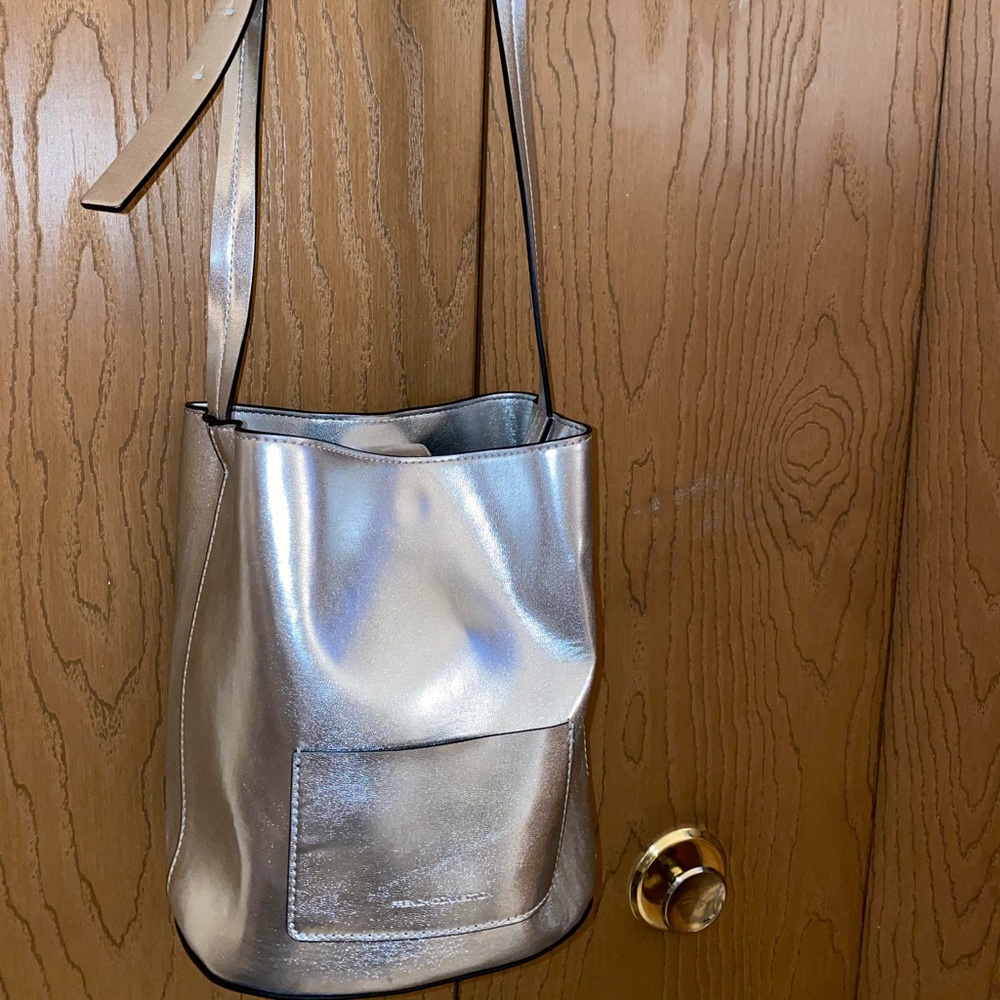 Metallic silver French connection bucket style bag